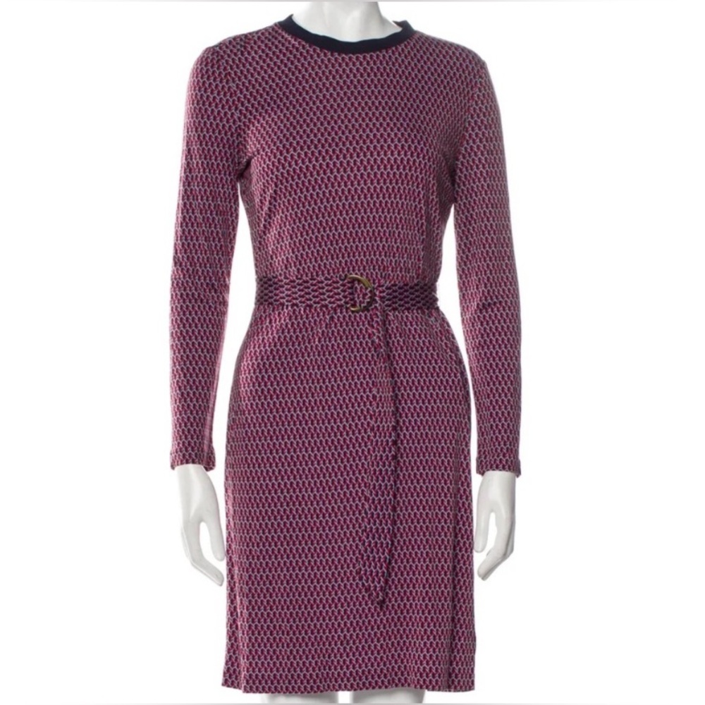 TORY BURCH Musee Dress with Belt Long Sleeve Dress LIKE NEW women’s M - Picture 2 of 10